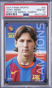 2004-05 Panini Sports Megacracks Barca Campio "Campions" #35 Lionel Messi Rookie Card - PSA GEM MT 10 